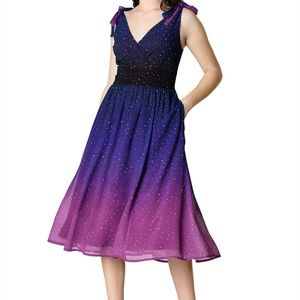 Ombre a line cosmic dress